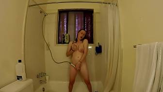 big boob striptease shower