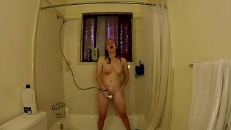 big boob striptease shower