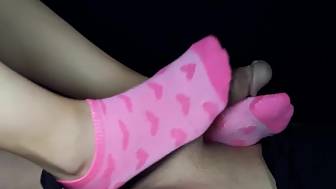 cock massage jizz footjob