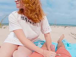 7 min - Ginger redhaired public beach