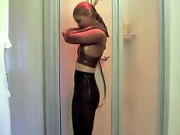 6 min - Young pantyhose nylon shower