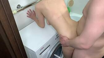 wife watches bathroom