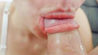 stepdaughter mouth jizz close