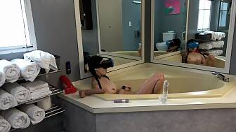 masturbating huge dildos bathtub