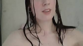 redhead teenager jerking shower
