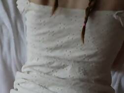 14 min - White dress plays penis