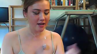 deepthroating dildo gagging