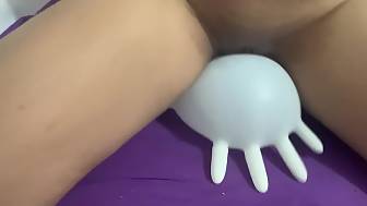masturbating wearing latex gloves