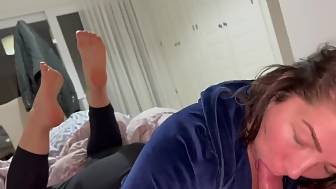 footjob suck milk