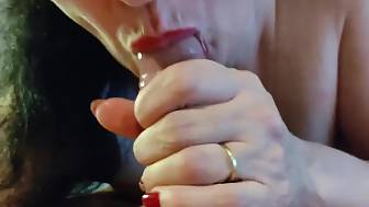 sucks cum throat wife