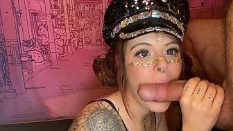 shows pecker deep throating