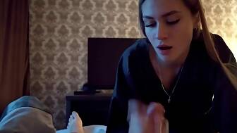 blonde plays sucks cock