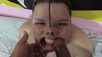 rub penis face jizz